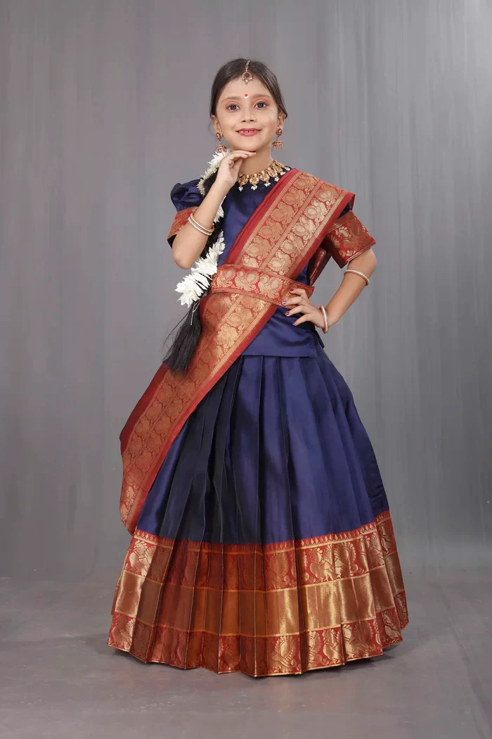 Kids Traditional South Indian Half Saree kruti - Image 13