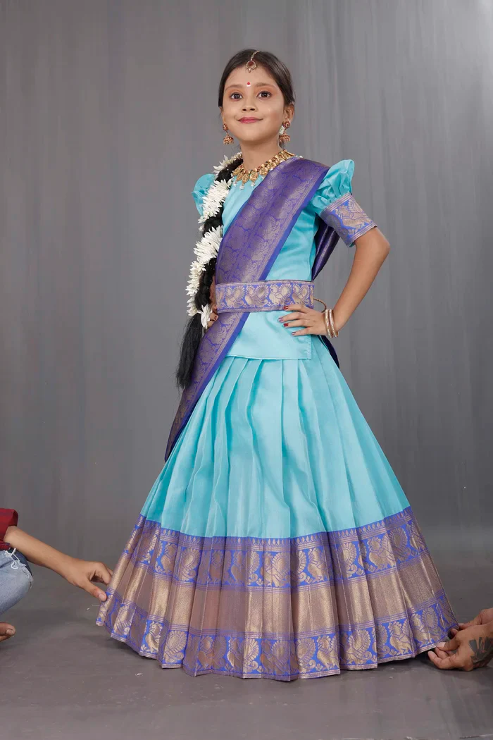 Kids Traditional South Indian Half Saree kruti - Image 19