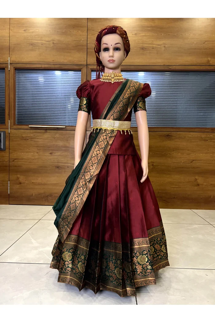 South Indian Festival Traditional Half Saree DilwalePAttuKids - Image 16