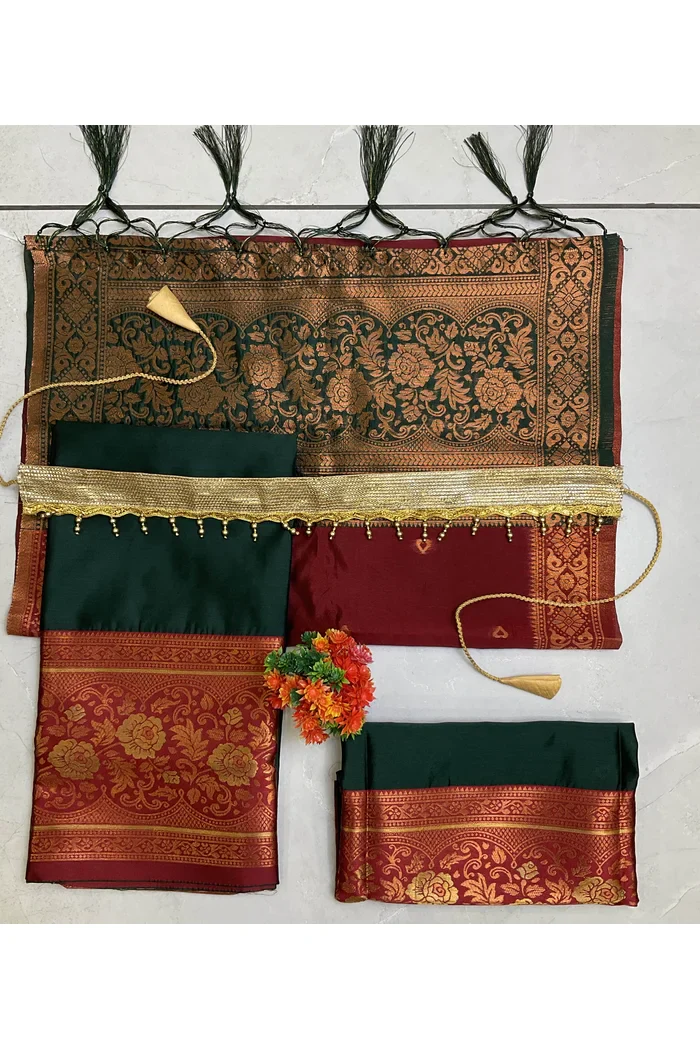 South Indian Festival Traditional Half Saree DilwalePAttuKids - Image 4