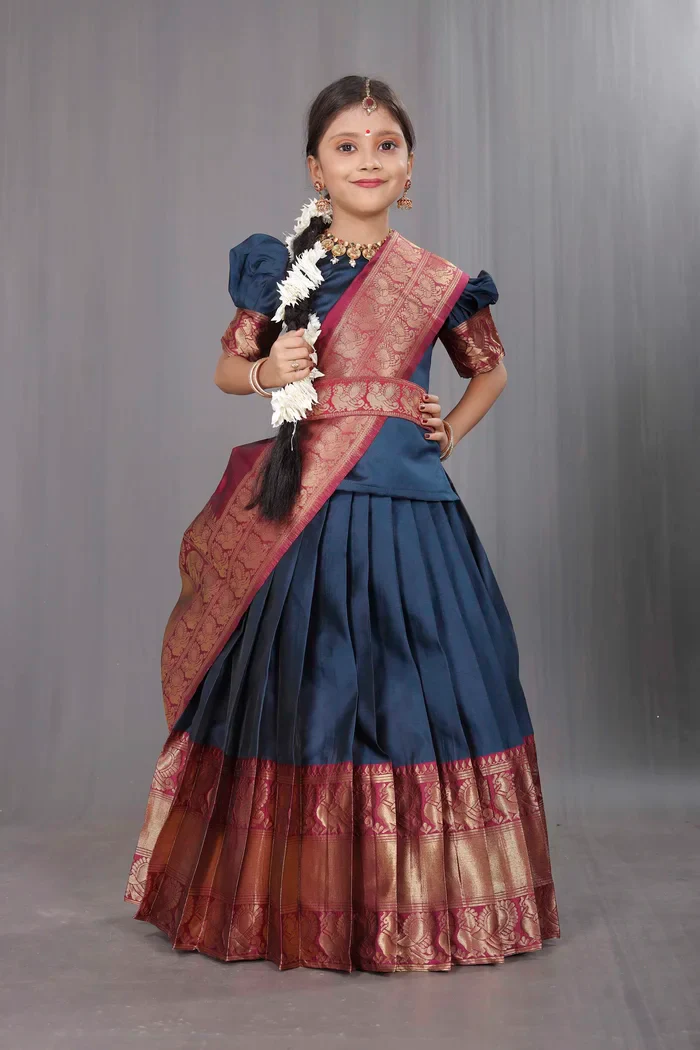 Kids Traditional South Indian Half Saree kruti - Image 25