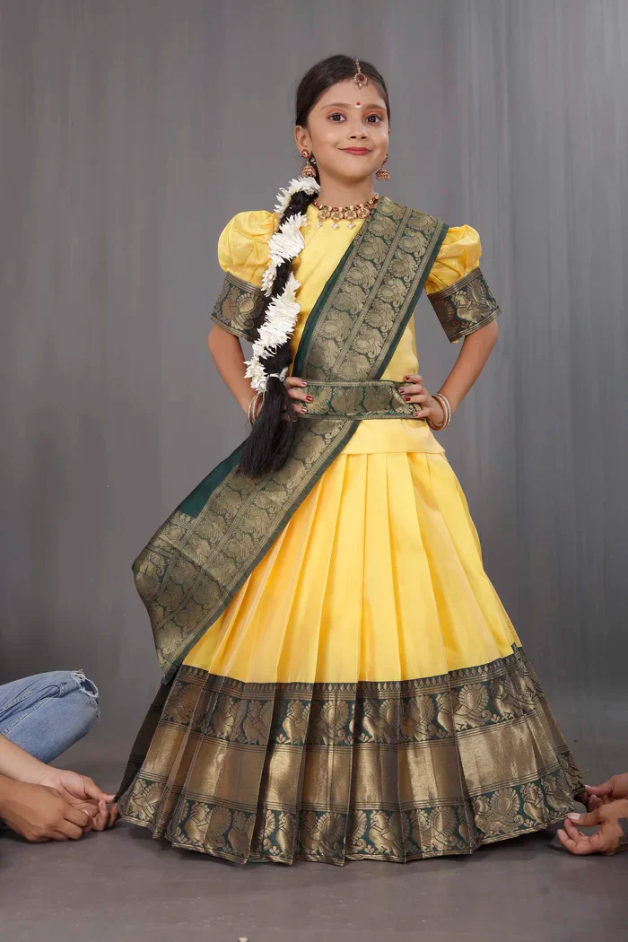 Kids Traditional South Indian Half Saree kruti - Image 37