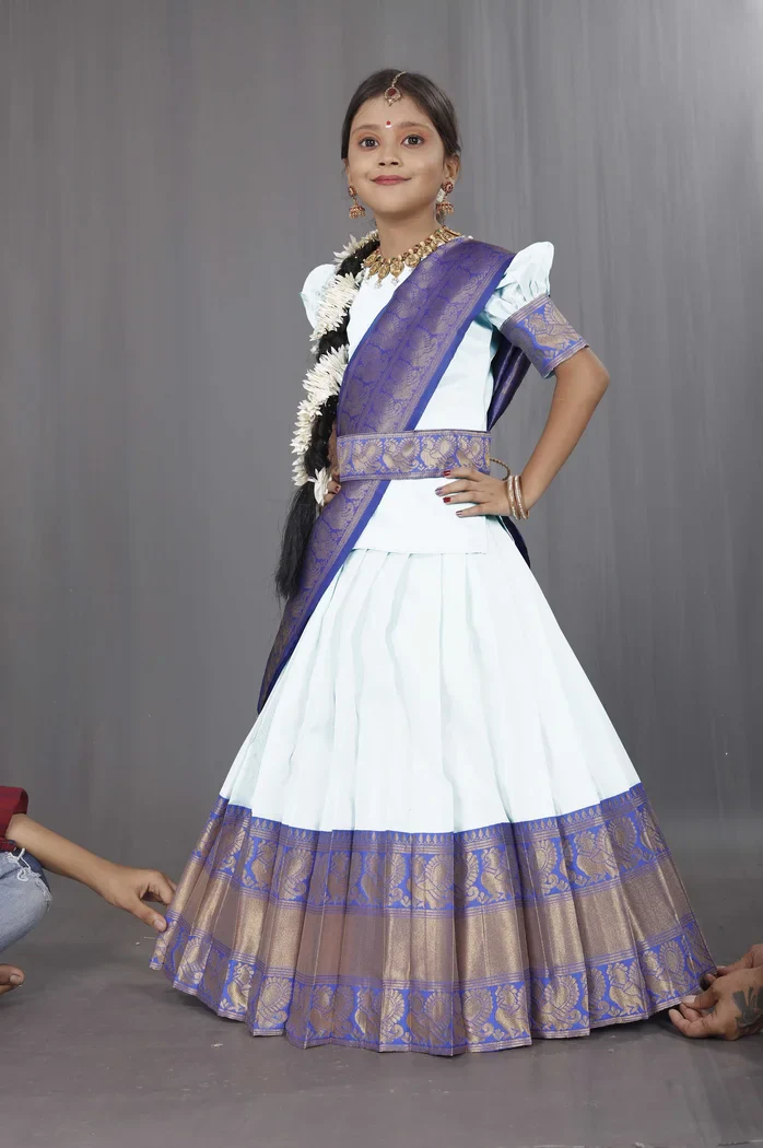 Kids Traditional South Indian Half Saree kruti - Image 43