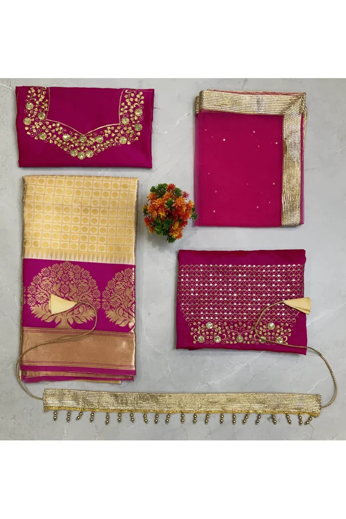 South Indian Festival Traditional Half Saree KanchipuramKids - Image 12
