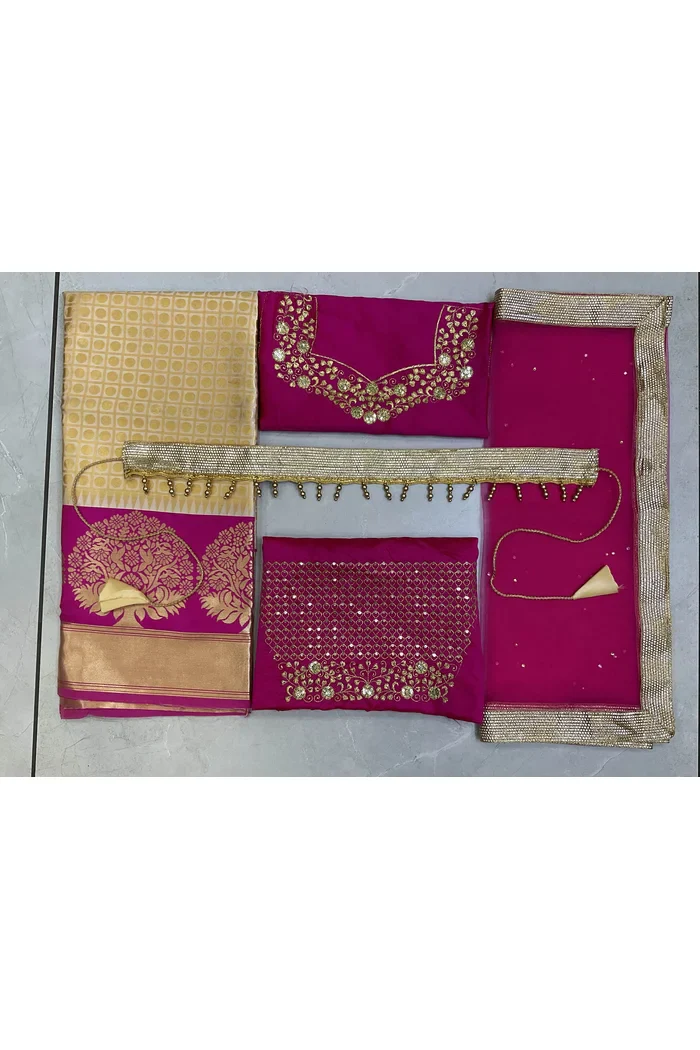 South Indian Festival Traditional Half Saree KanchipuramKids - Image 13