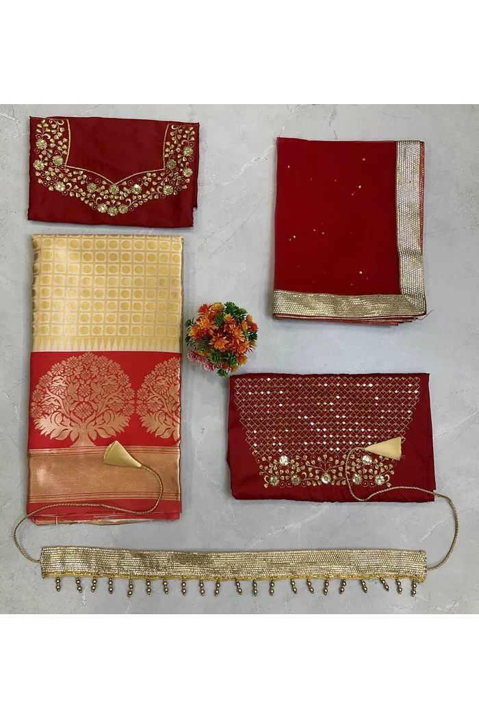 South Indian Festival Traditional Half Saree KanchipuramKids - Image 18