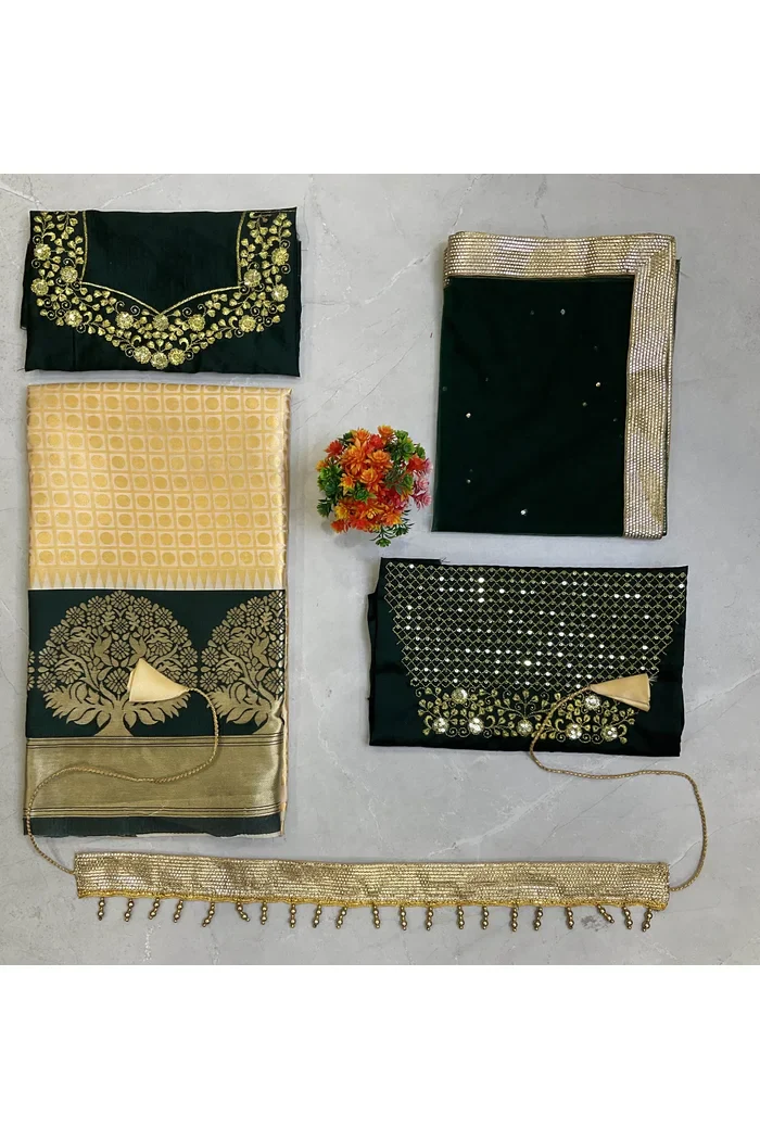 South Indian Festival Traditional Half Saree KanchipuramKids - Image 22