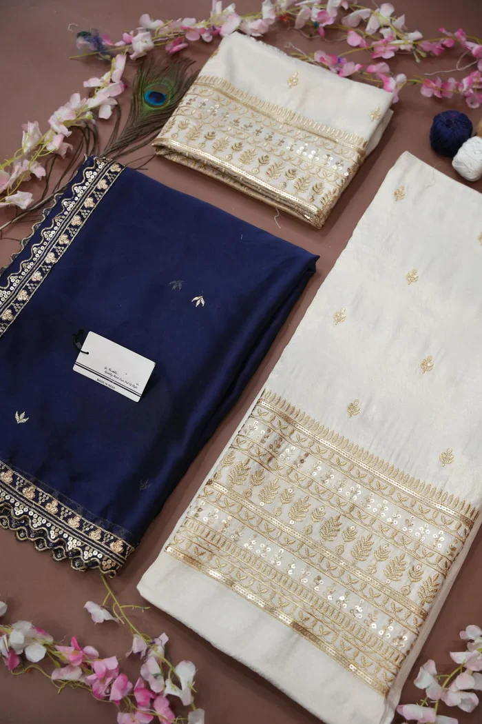 Women's Embroidered Half Saree with Blouse and Dupatta Aarohi - Image 60