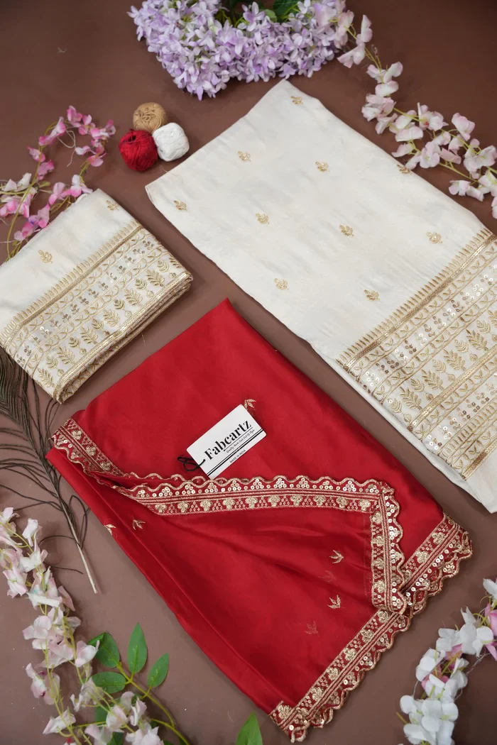 Women's Embroidered Half Saree with Blouse and Dupatta Aarohi - Image 72