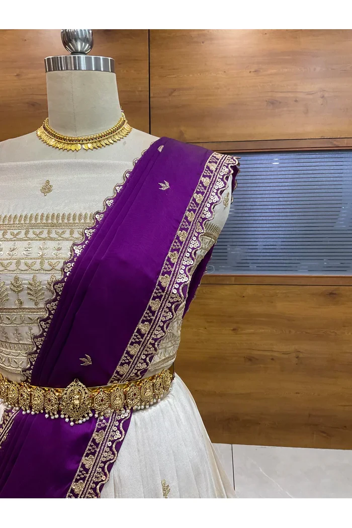 Women's Embroidered Half Saree with Blouse and Dupatta Aarohi - Image 8