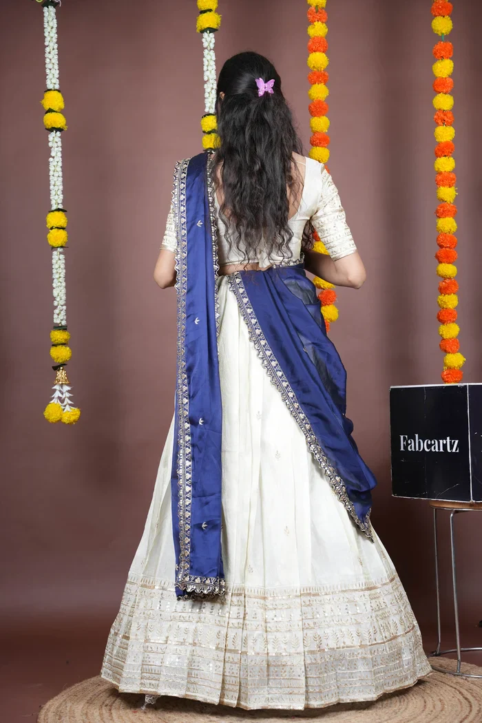 Women's Embroidered Half Saree with Blouse and Dupatta Aarohi kv - Image 30