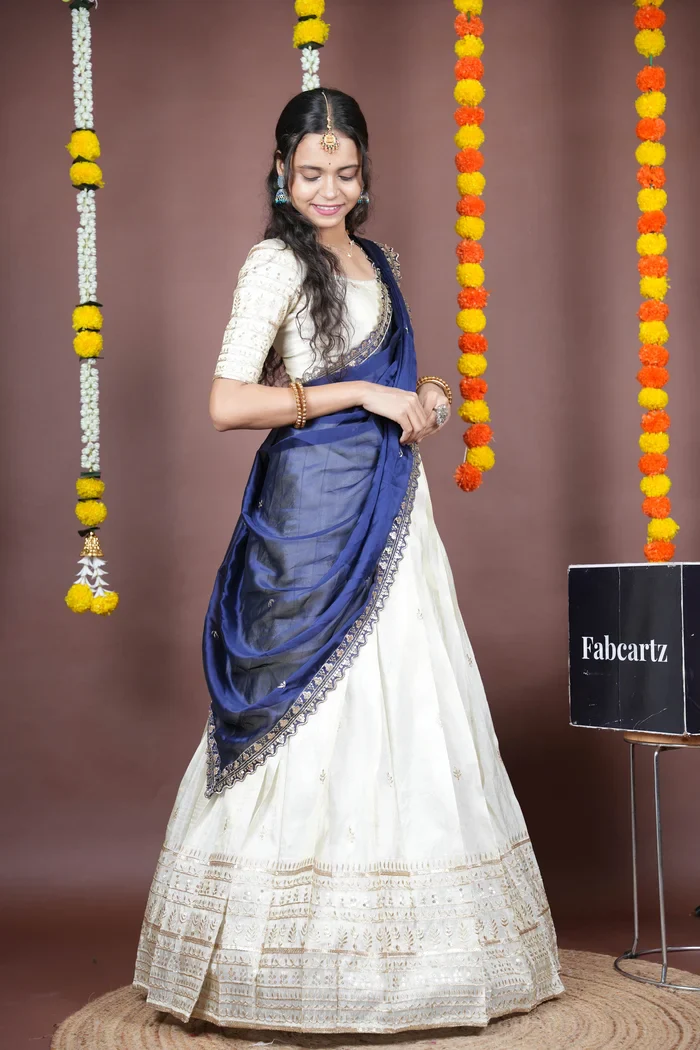 Women's Embroidered Half Saree with Blouse and Dupatta Aarohi kv - Image 33