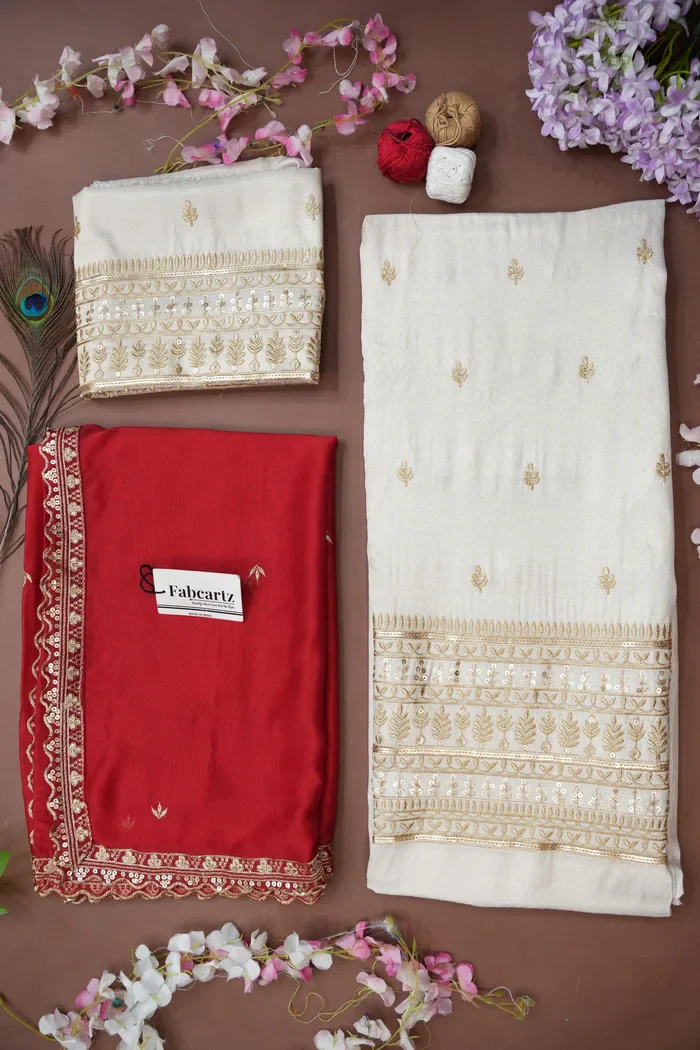 Women's Embroidered Half Saree with Blouse and Dupatta Aarohi kv - Image 91