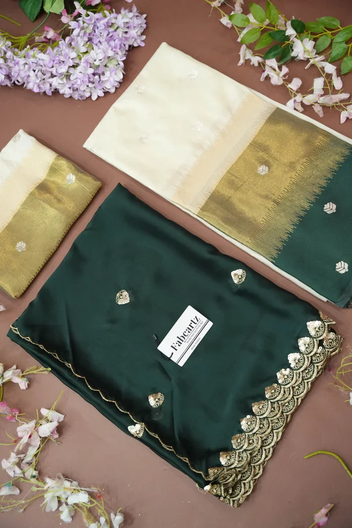 South Indian Festival Traditional Half Saree with Embroidered Blouse & Dupatta Adhira - Image 48