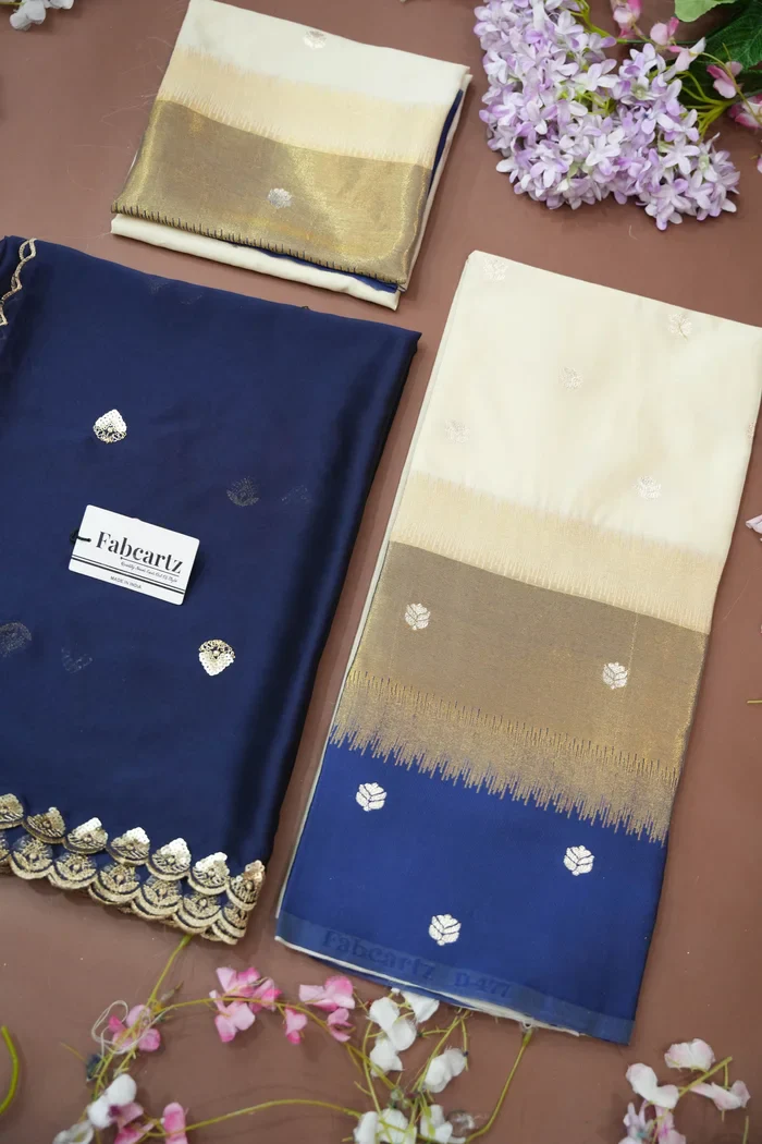 South Indian Festival Traditional Half Saree with Embroidered Blouse & Dupatta Adhira - Image 73