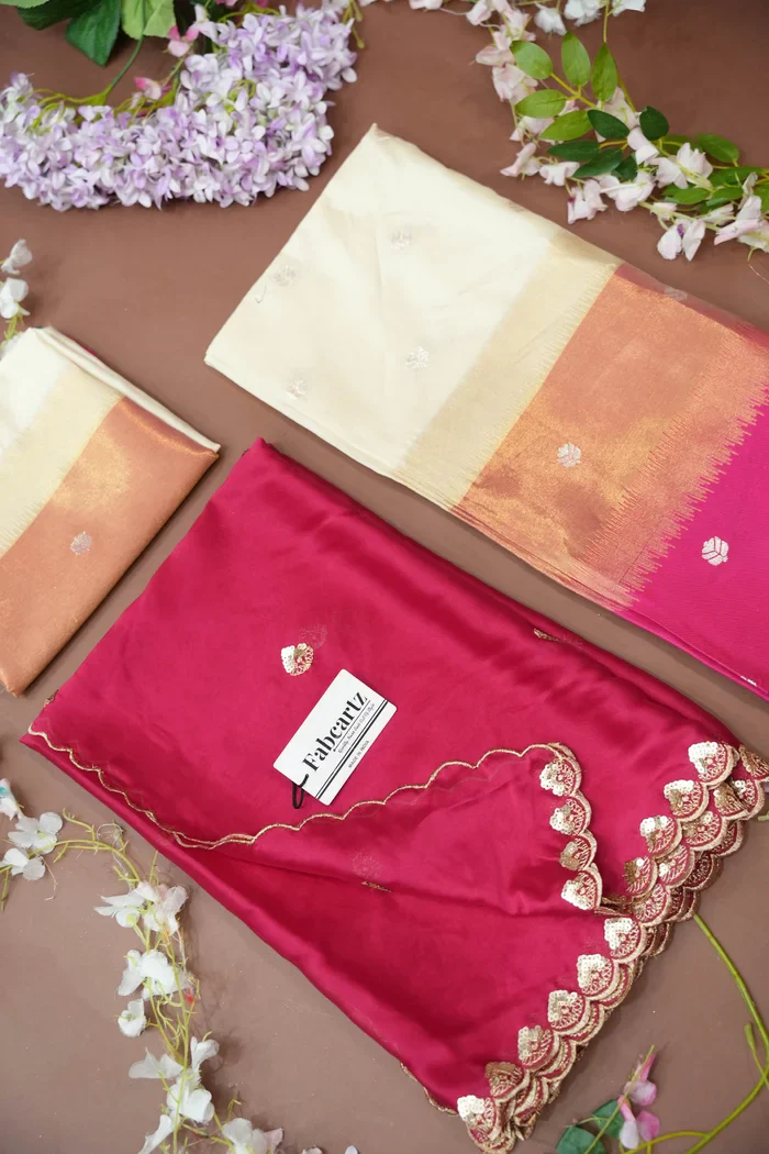 South Indian Festival Traditional Half Saree with Embroidered Blouse & Dupatta Adhira - Image 80
