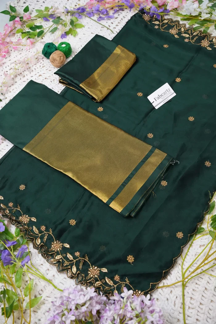 Women's Woven Design zari work Half Saree with Handwork Blouse and Dupatta Aghora - Image 107