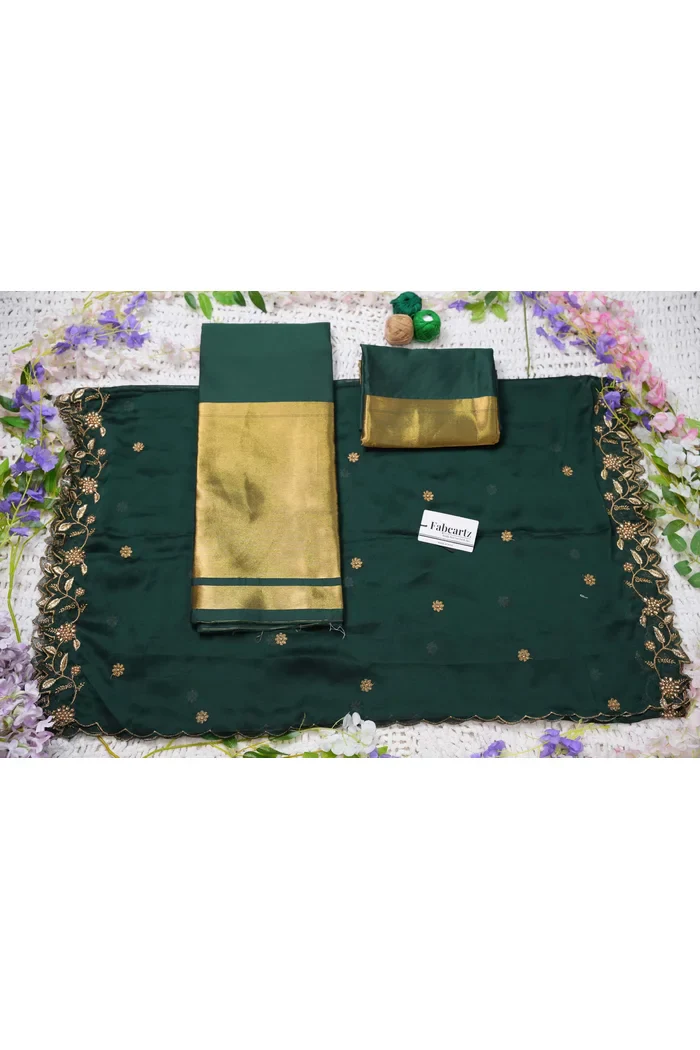 Women's Woven Design zari work Half Saree with Handwork Blouse and Dupatta Aghora - Image 109