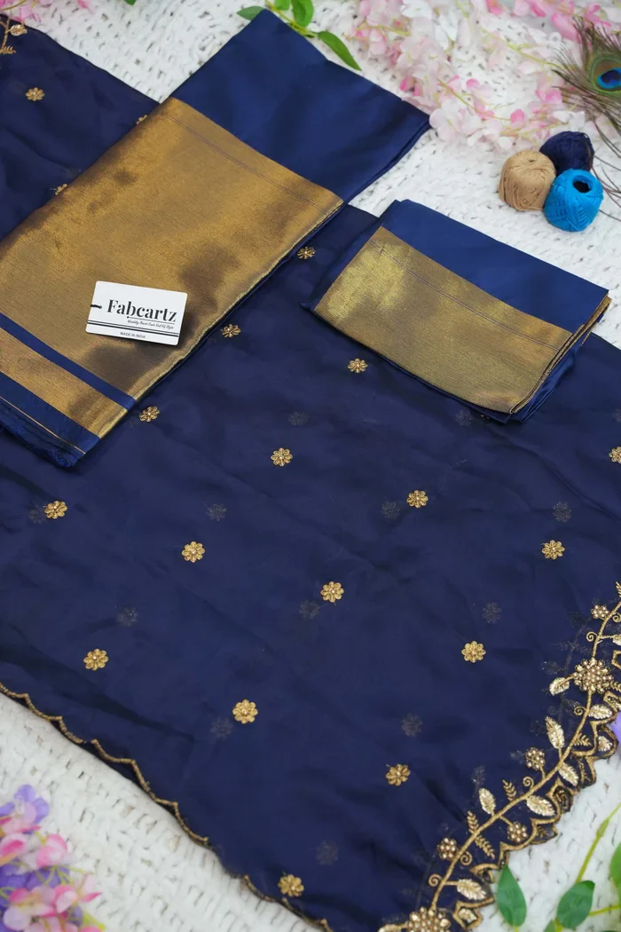 Women's Woven Design zari work Half Saree with Handwork Blouse and Dupatta Aghora - Image 124