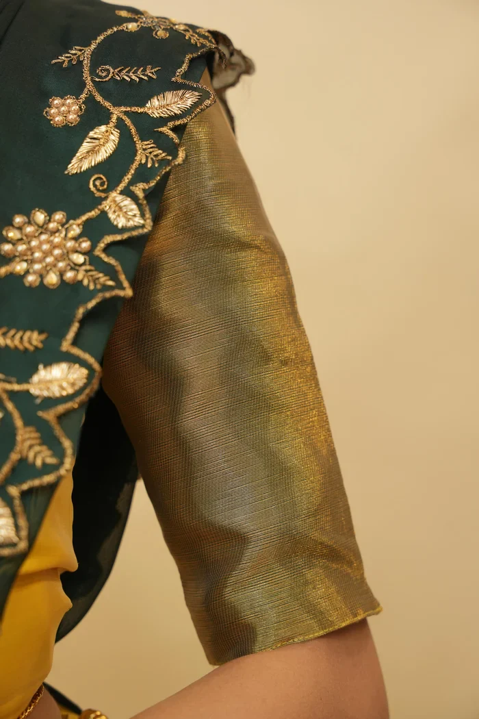 Women's Woven Design zari work Half Saree with Handwork Blouse and Dupatta Aghora - Image 6