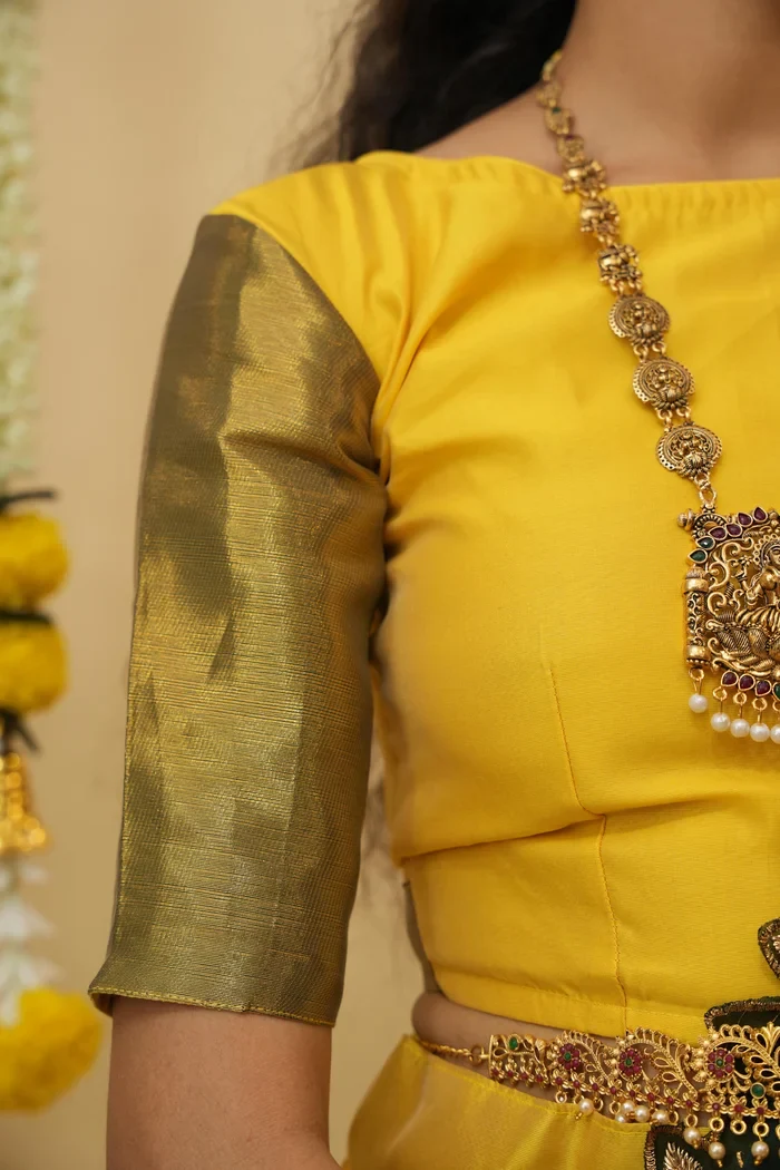 Women's Woven Design zari work Half Saree with Handwork Blouse and Dupatta Aghora - Image 7
