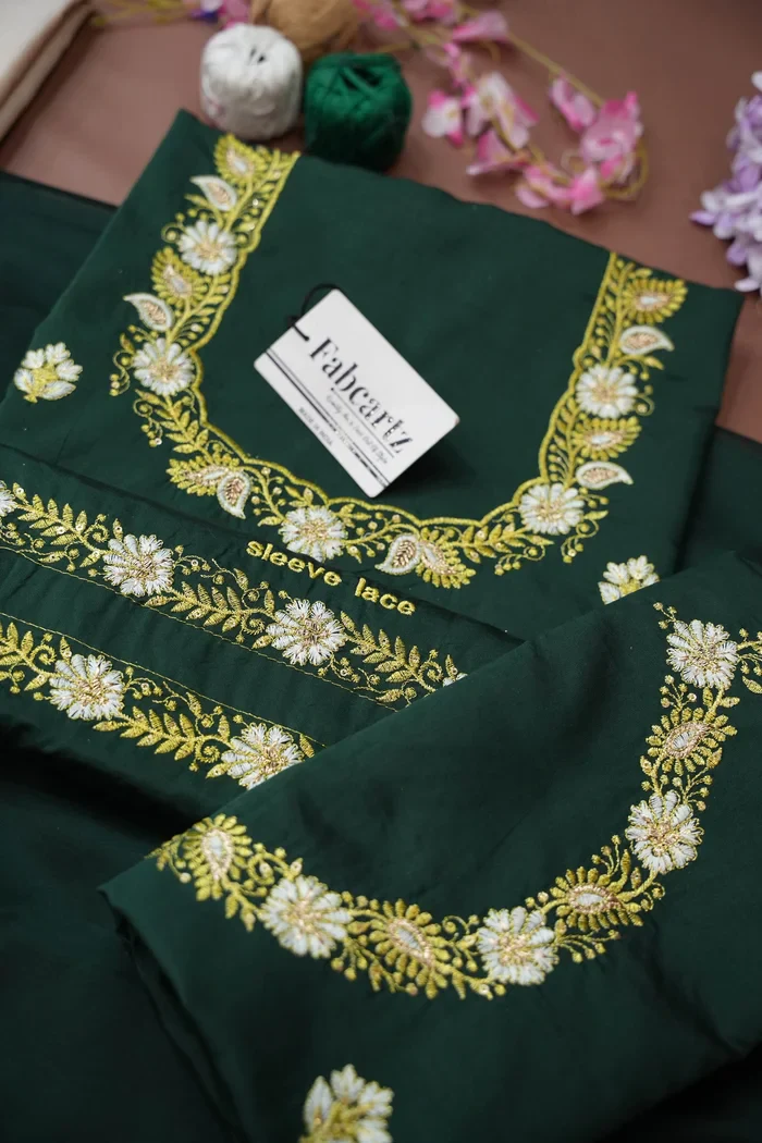 South Indian Festival Traditional Half Saree with Embroidered Blouse & Dupatta Amalkaya KV - Image 54
