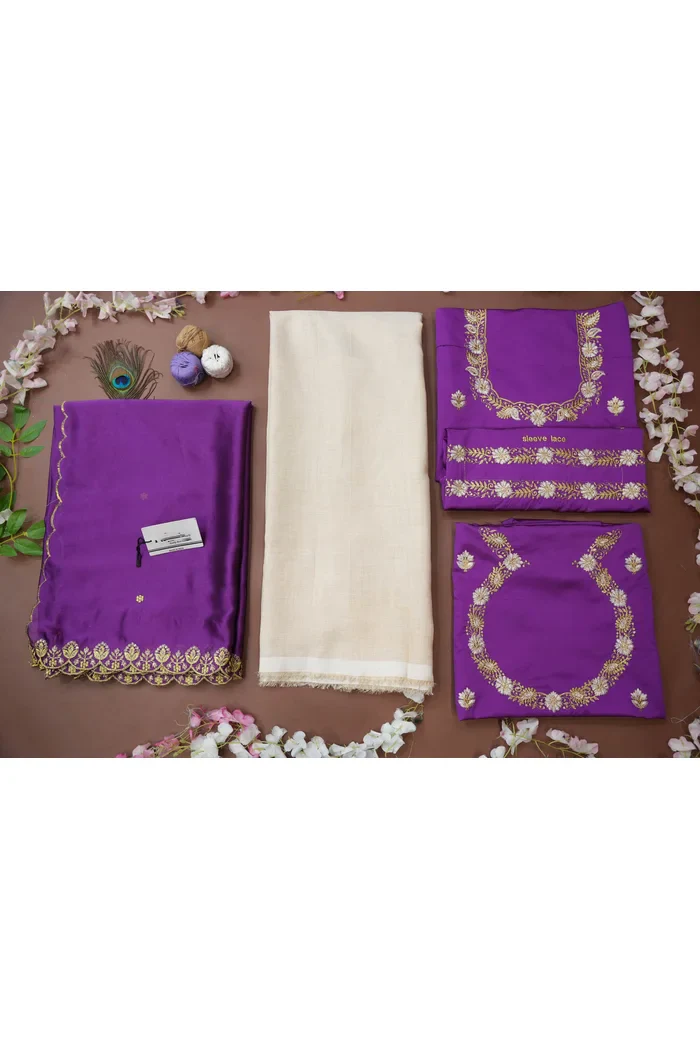 South Indian Festival Traditional Half Saree with Embroidered Blouse & Dupatta Amalkaya KV - Image 78