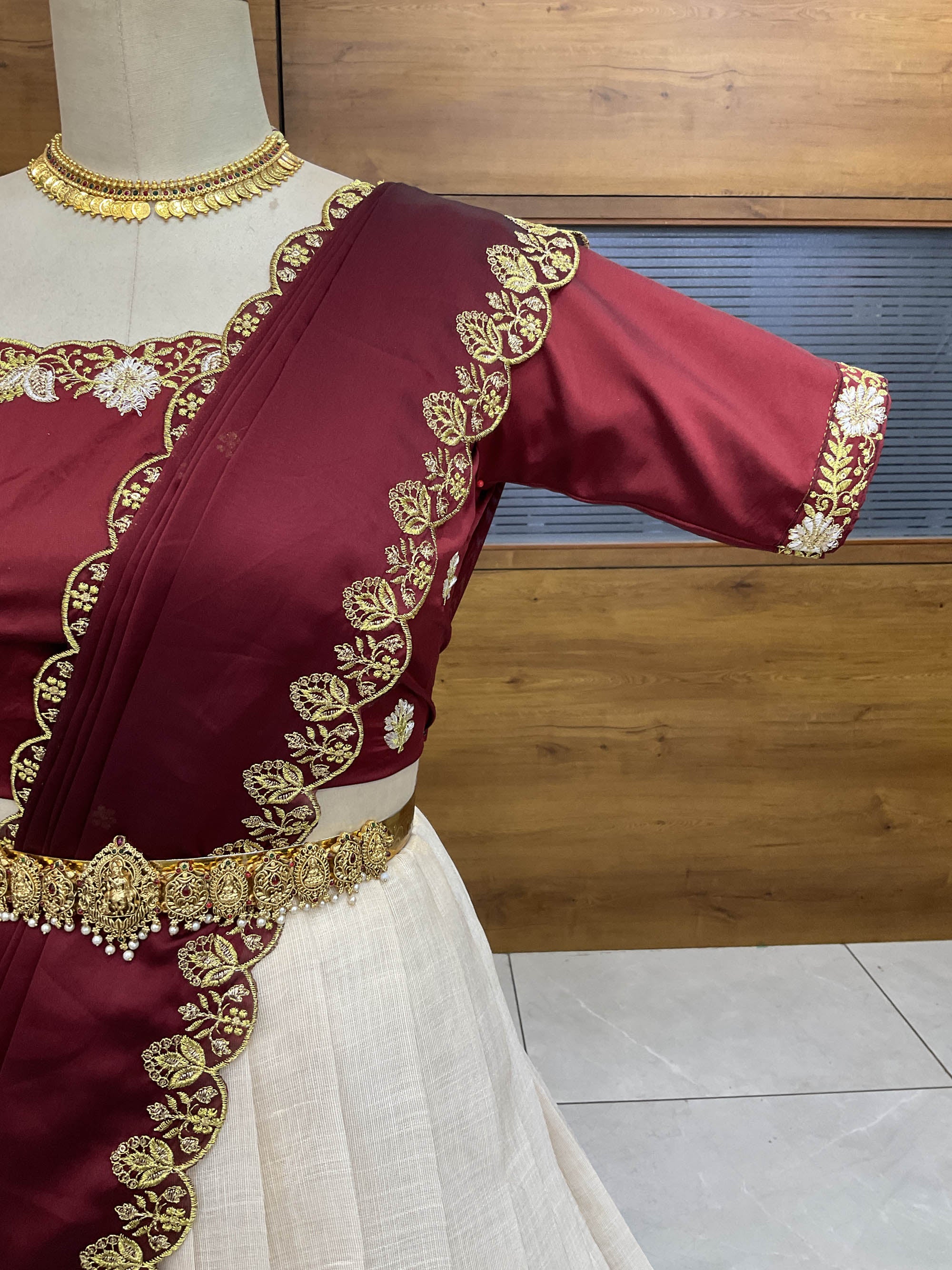 South Indian Festival Traditional Half Saree with Embroidered Blouse & Dupatta Amalkaya - Image 11