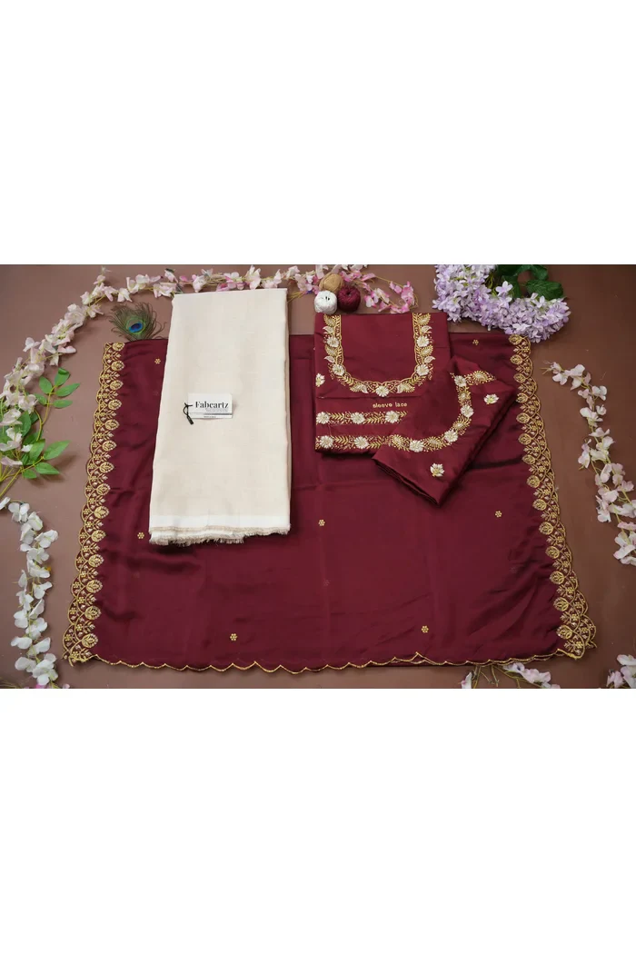 South Indian Festival Traditional Half Saree with Embroidered Blouse & Dupatta Amalkaya - Image 45