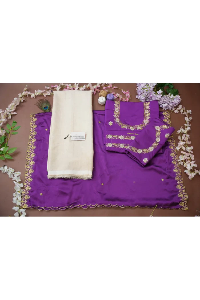 South Indian Festival Traditional Half Saree with Embroidered Blouse & Dupatta Amalkaya - Image 63