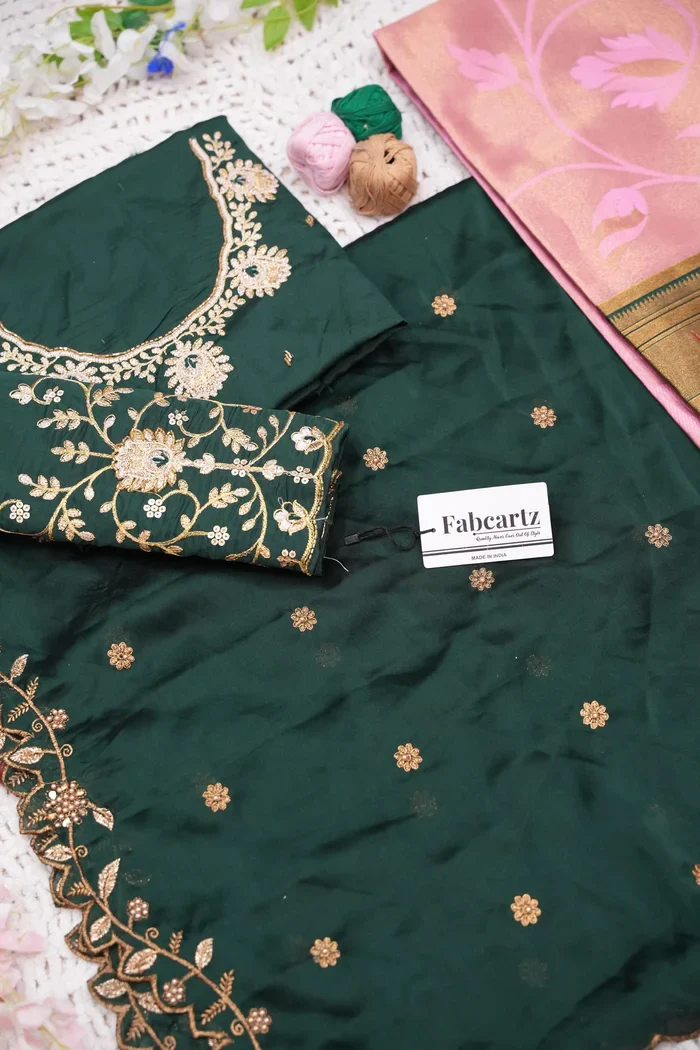 Women's Woven Design zari work Half Saree with Handwork Blouse and Dupatta Aparna - Image 39