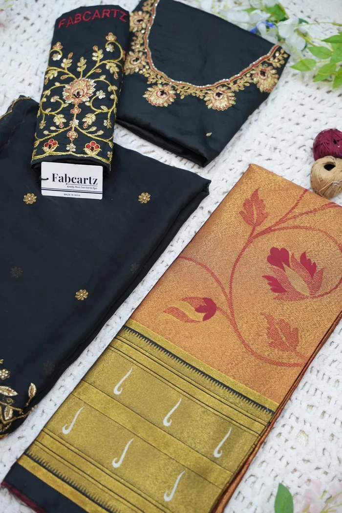 Women's Woven Design zari work Half Saree with Handwork Blouse and Dupatta Aparna - Image 80