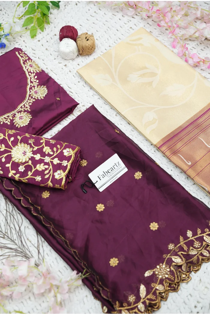 Women's Woven Design zari work Half Saree with Handwork Blouse and Dupatta Aparna - Image 56