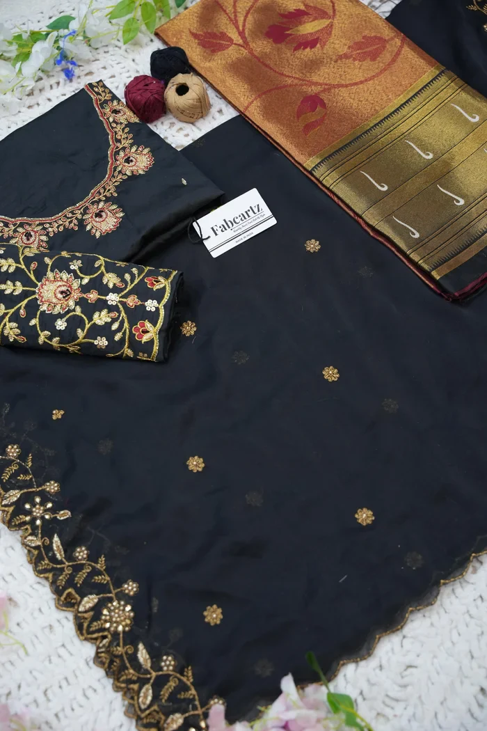 Women's Woven Design zari work Half Saree with Handwork Blouse and Dupatta Aparna - Image 70