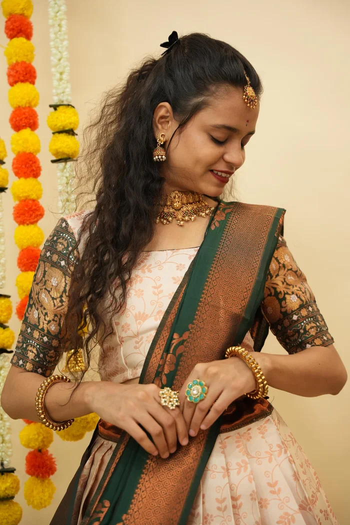 South Indian Traditional Half Saree For Women's Arundhati - Image 20
