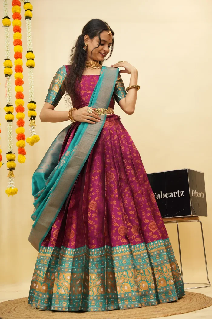 South Indian Traditional Half Saree For Women's Arundhati - Image 30