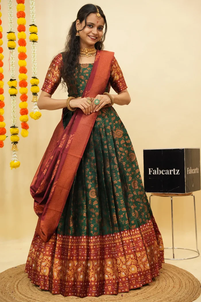 South Indian Traditional Half Saree For Women's Arundhati - Image 32