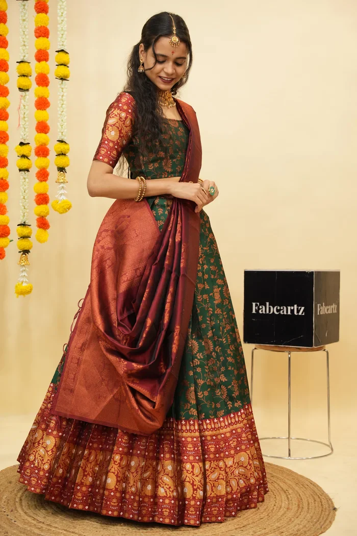 South Indian Traditional Half Saree For Women's Arundhati - Image 33