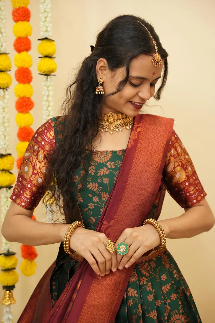 South Indian Traditional Half Saree For Women's Arundhati - Image 36