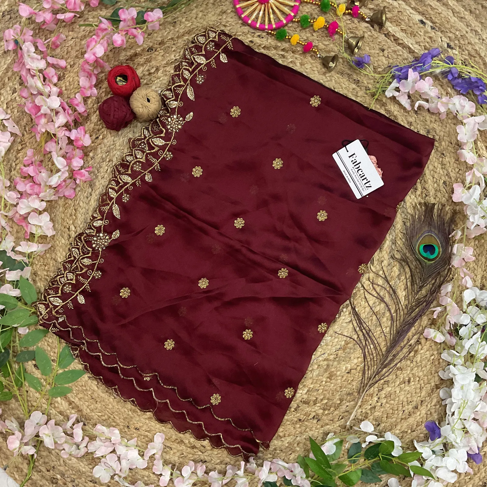Beautiful Embroidery & Beads work Rangoli Dupatta for women | Only Dupatta RangoliDup - Image 12