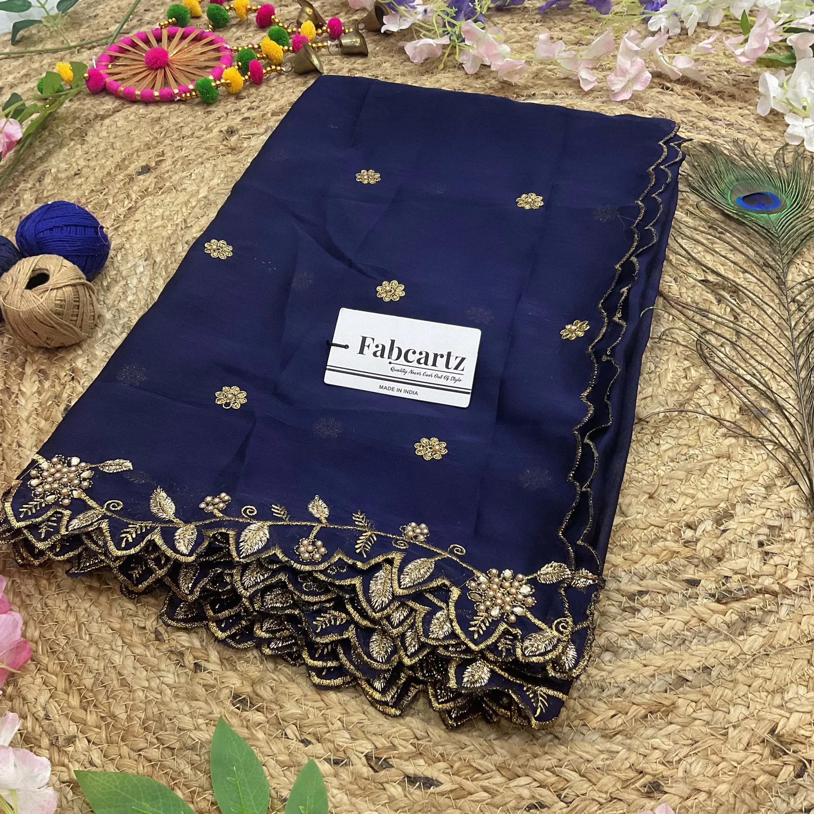 Beautiful Embroidery & Beads work Rangoli Dupatta for women | Only Dupatta RangoliDup - Image 19
