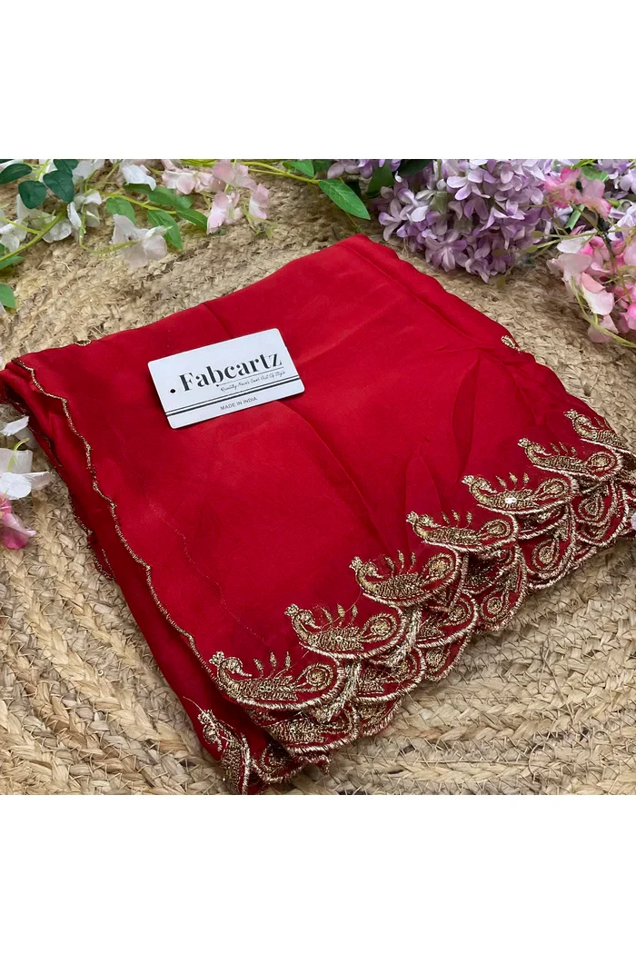 Beautiful Embroidery Rangoli Dupatta for women | Only Dupatta BadeMorwali Dup - Image 16