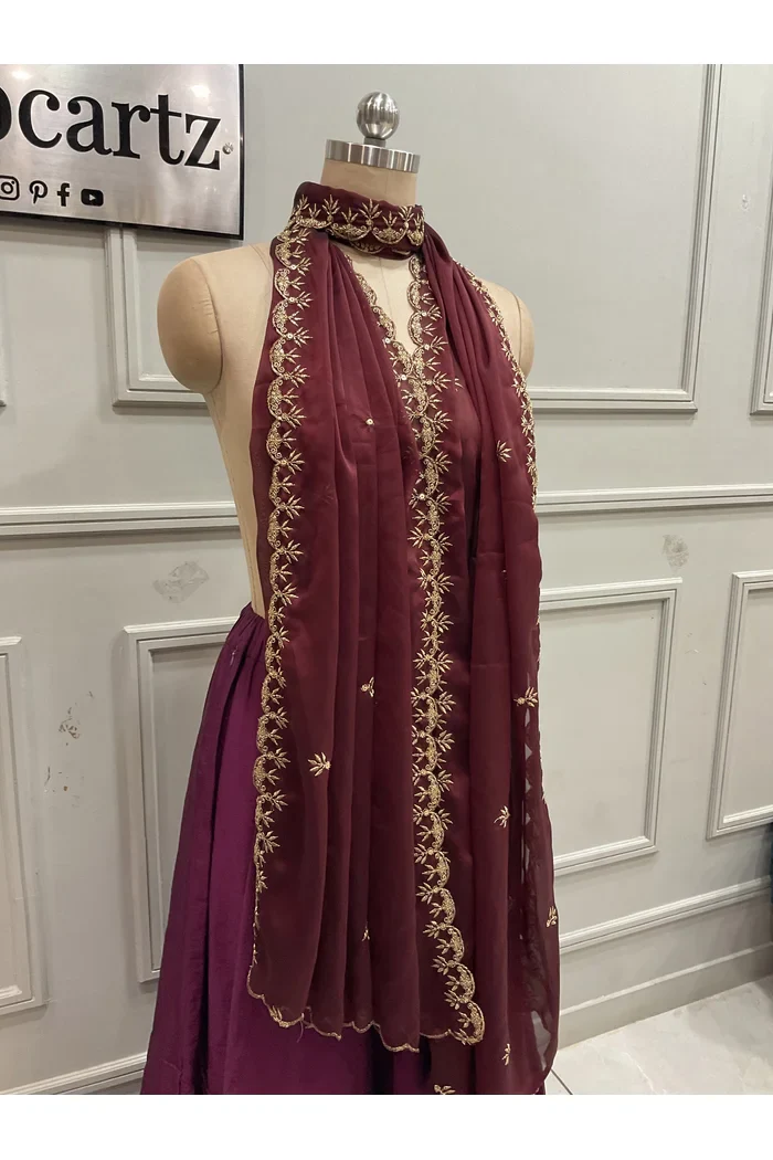Beautiful Embroidery work Rangoli Dupatta for women | Only Dupatta Rashmika Dup - Image 3