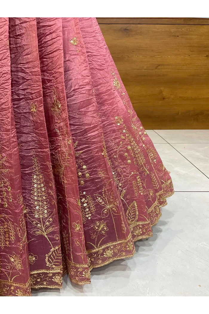 Beautiful South Indian Style Gold Crush Half Saree with Embroidery Blouse and Dupatta for Women | Chahana - Image 29