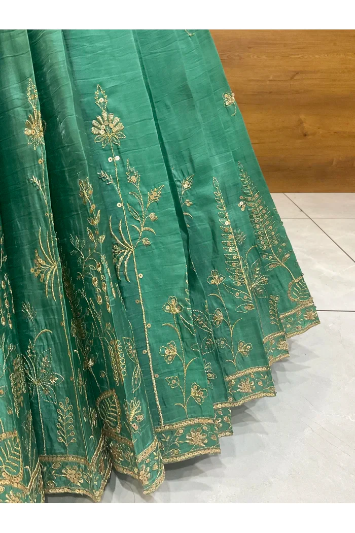 Beautiful South Indian Style Gold Crush Half Saree with Embroidery Blouse and Dupatta for Women | Chahana - Image 35
