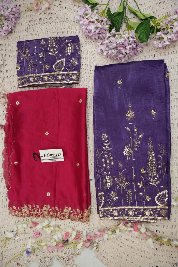 Beautiful South Indian Style Gold Crush Half Saree with Embroidery Blouse and Dupatta for Women | Chahana - Image 37