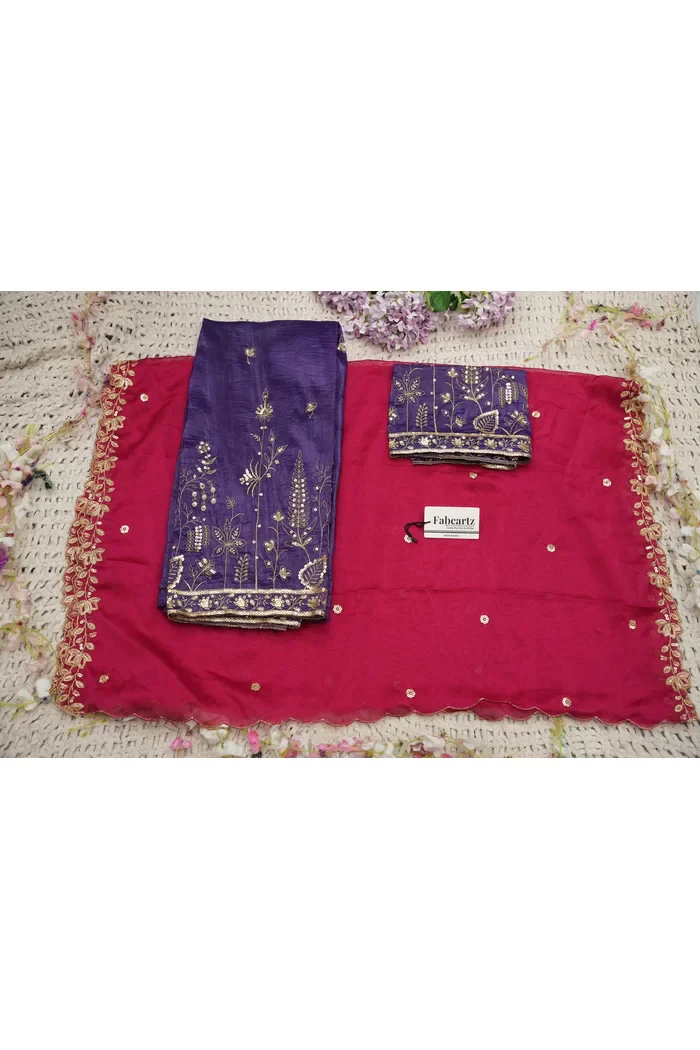Beautiful South Indian Style Gold Crush Half Saree with Embroidery Blouse and Dupatta for Women | Chahana - Image 43