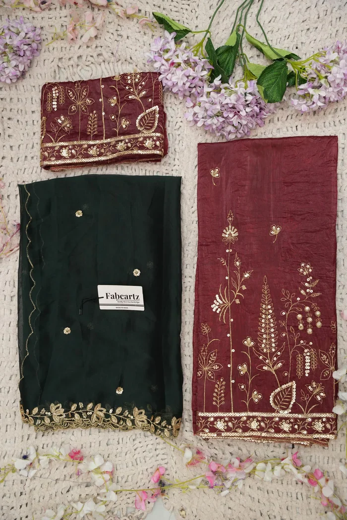 Beautiful South Indian Style Gold Crush Half Saree with Embroidery Blouse and Dupatta for Women | Chahana - Image 55