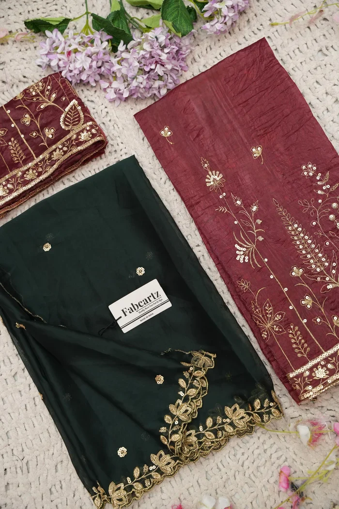 Beautiful South Indian Style Gold Crush Half Saree with Embroidery Blouse and Dupatta for Women | Chahana - Image 56