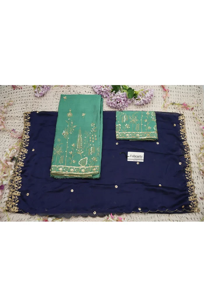 Beautiful South Indian Style Gold Crush Half Saree with Embroidery Blouse and Dupatta for Women | Chahana - Image 79